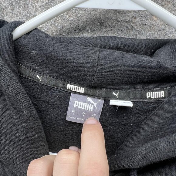 Puma Hoodie Dress Womens Small Black Camo Logo Fleece Sweatshirt Tunic - Picture 4 of 10